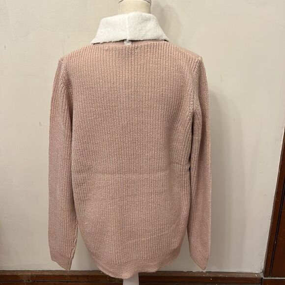 Lety & Me mauve and white mixed media open cardigan Size M New - Picture 5 of 9
